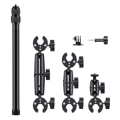 Motorcycle Clamps Handlebar Fixed Mount 3-stage Telescopic Selfie Stick, Double Dual-heads Crabs 3-stage Selfie Stick, Dual-heads Crab & Single Heads 3-stage Selfie Stick, 2 x Dual-heads Crab 1 x Single Heads