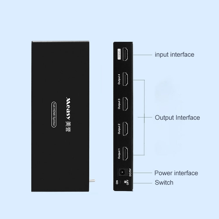 Measy SPH104 1 to 4 4K HDMI 1080P Simultaneous Display Splitter, 1 to 4, AU Plug, 1 to 4, EU Plug, 1 to 4, UK Plug