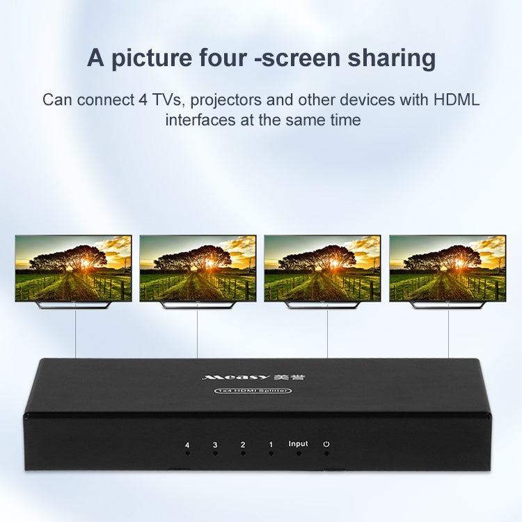 Measy SPH104 1 to 4 4K HDMI 1080P Simultaneous Display Splitter, 1 to 4, AU Plug, 1 to 4, EU Plug, 1 to 4, UK Plug