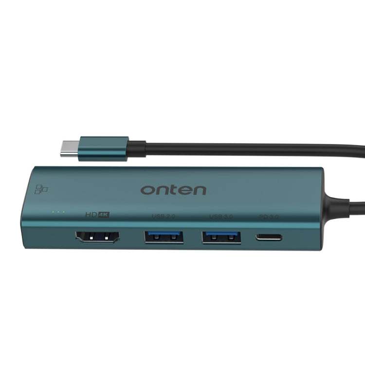 Onten UC125 5 in 1 USB-C / Type-C to HDMI+USB3.0+PD3.0 Multi-function HUB with 100Mbps Network Card, UC125
