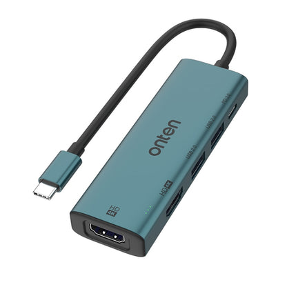 Onten UC126 5 in 1 USB-C / Type-C to Dual HDM I+ USB2.0 + PD3.0 Multi-function HUB Docking Station, UC126