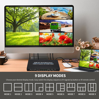 NK-941S 4K HDMI 4x1 Screen Splitter + USB3.0 Video Capture All In One Machine, NK-941S
