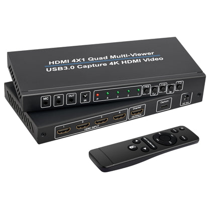NK-941S 4K HDMI 4x1 Screen Splitter + USB3.0 Video Capture All In One Machine, NK-941S