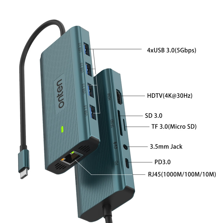 Onten UC962 10 in 1 USB-C / Type-C Multi-function HUB Docking Station, UC962
