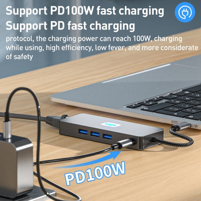 BYL-2401 8 in 1 Type-C to PD100W + USB3.0 + HDMI + DP + RJ45 HUB Docking Station, BYL-2401