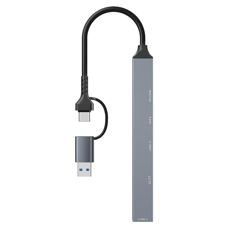 ADS-807D 6 in 1 USB + Type-C to PD100W + USB3.0/2.0 + SD/TF HUB Docking Station, ADS-807D