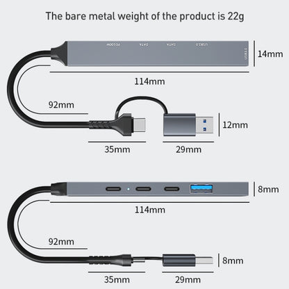 ADS-809D 5 in 1 USB + Type-C to PD100W + USB3.0/2.0 + Type-C HUB Docking Station, ADS-809D