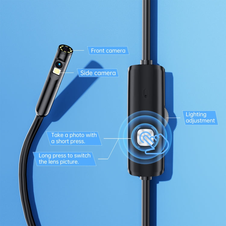 AN112 8mm Double Lenses HD Industry Endoscope Type-C + Micro USB + 8 Pin Connection, 1m Soft Tube, 2m Soft Tube, 3.5m Soft Tube, 5m Soft Tube, 10m Soft Tube