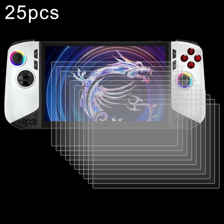 25pcs 9H 0.3mm Explosion-proof Tempered Glass Film, For MSI Claw 8 AI+, For MSI Claw 7 inch Game Console