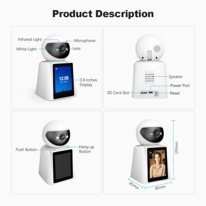 Srihome SH053 4MP 2.8 inch IPS Screen Smart Video Calling IP Camera Baby Monitor, EU Plug, US Plug, UK Plug, AU Plug
