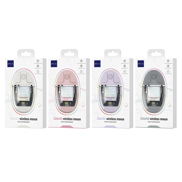 ZGA Colorful Transparent Dual Mode Wireless 2.4G + Bluetooth 5.0 Mouse