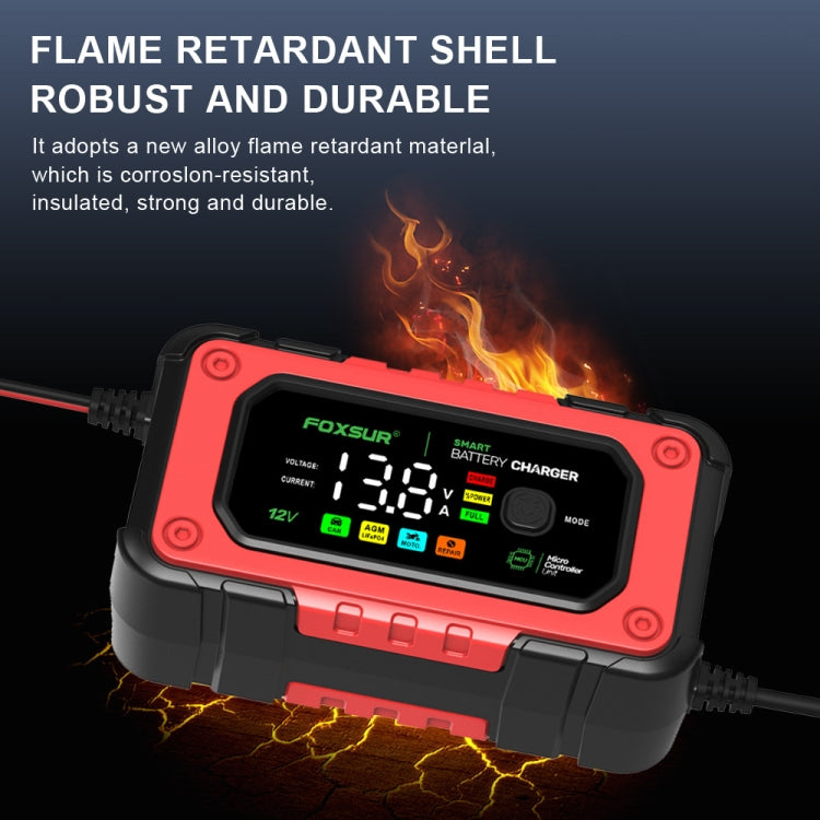 FOXSUR 7A 12V Car / Motorcycle Smart Battery Charger, EU Plug, US Plug, UK Plug