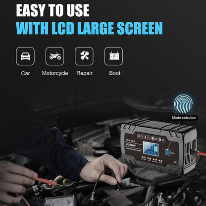 FOXSUR 8A 12V 24V Car / Motorcycle Smart Battery Charger, EU Plug, US Plug, UK Plug