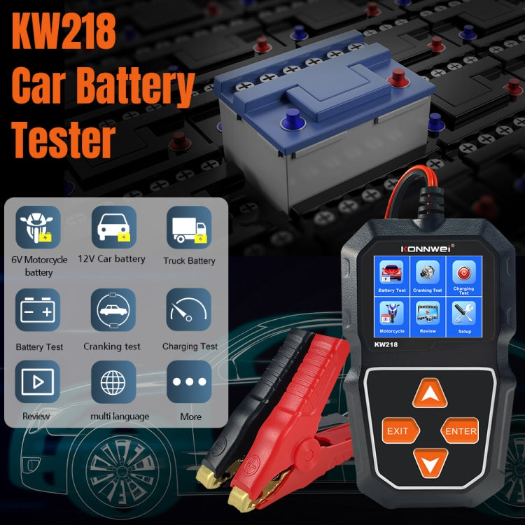 KONNWEI KW218 2.4 inch Color Screen Car Battery Tester, KW218