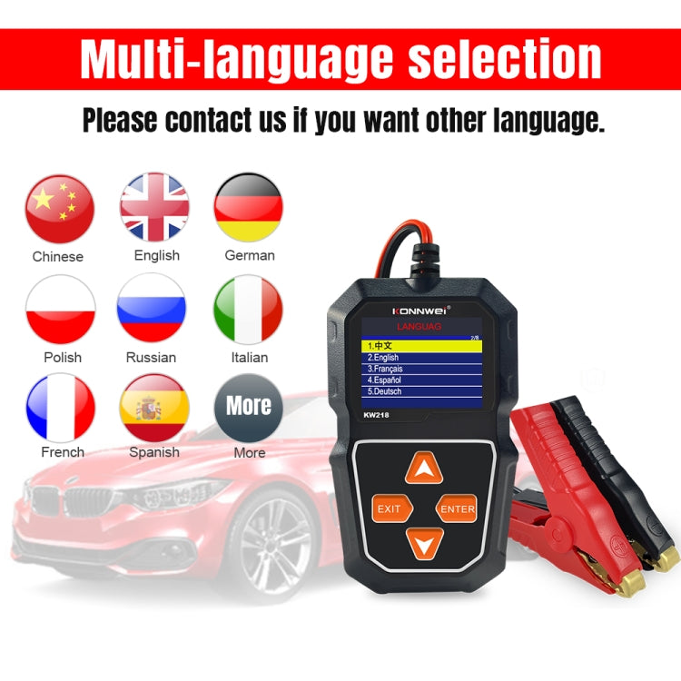 KONNWEI KW218 2.4 inch Color Screen Car Battery Tester, KW218