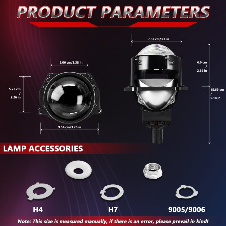 T01 1 Pair 3 inch Car Bifocal LED Lens Headlight, Left Driving, T01