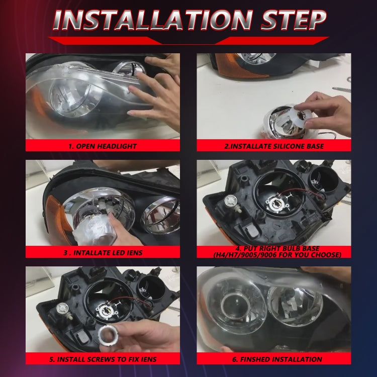 T01 1 Pair 3 inch Car Bifocal LED Lens Headlight, Left Driving, T01