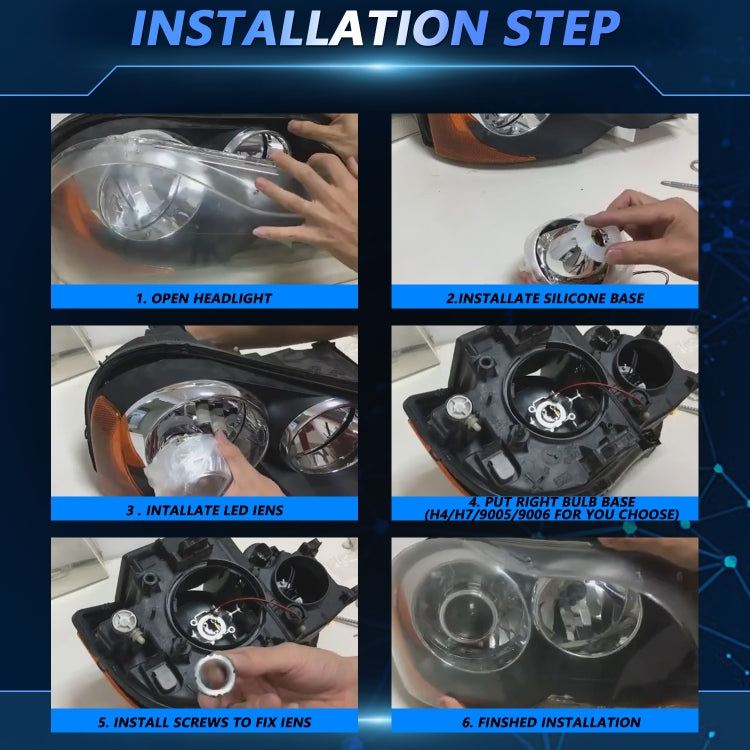 T02 1 Pair 2.5 inch Car Bifocal LED Lens Headlight, Left Driving, T02