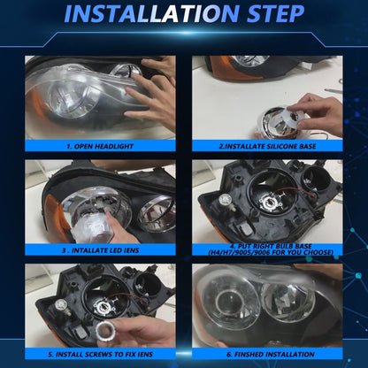 T02 1 Pair 2.5 inch Car Bifocal LED Lens Headlight, Left Driving, T02