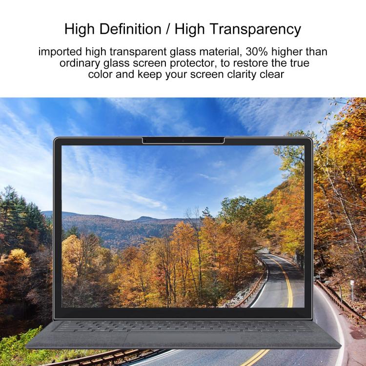 9H 0.3mm Explosion-proof Tempered Glass Film, For Microsoft Surface Laptop 13 inch, For Microsoft Surface Laptop 7 15 inch, For Microsoft Surface Laptop 7 13.8, For Microsoft Surface Laptop 6 15, For Microsoft Surface Laptop 6 13.5