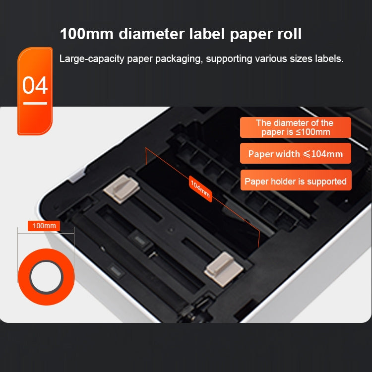 ZJ-9250 100x150mm USB Bluetooth Thermal Label Printer, US Plug, EU Plug, UK Plug, AU Plug