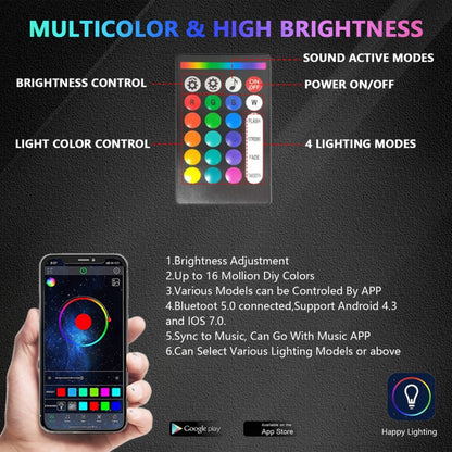 G6 RGB Colorful Car Chassis Light LED Music Atmosphere Light With 24-Button Remote Control, 8 in 1, 6 in 1, 4 in 1
