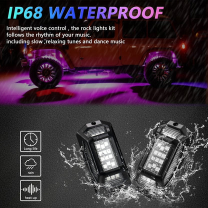 G6 RGB Colorful Car Chassis Light LED Music Atmosphere Light With 24-Button Remote Control, 8 in 1, 6 in 1, 4 in 1