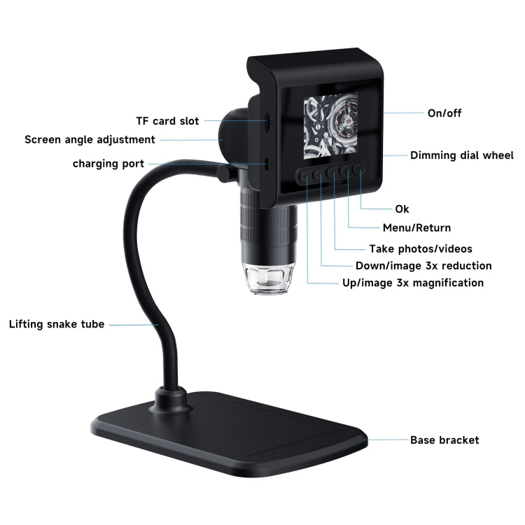 P190 1000X Desktop HD Digital Microscope with 2.4 inch Screen, P190