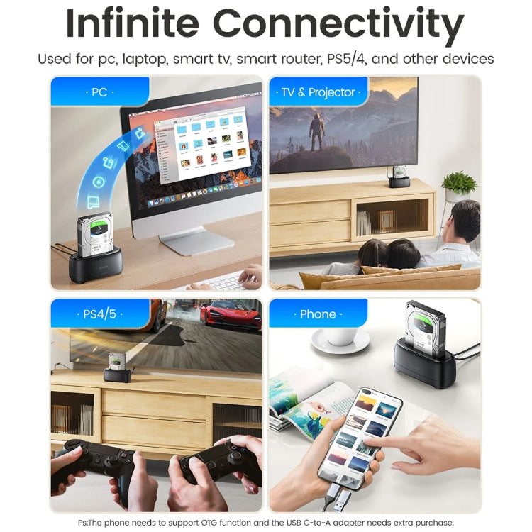 ORICO DD18C3 Single Bay 2.5 & 3.5 inch SATA Drive Docking Station, AU Plug, EU Plug, UK Plug, US Plug