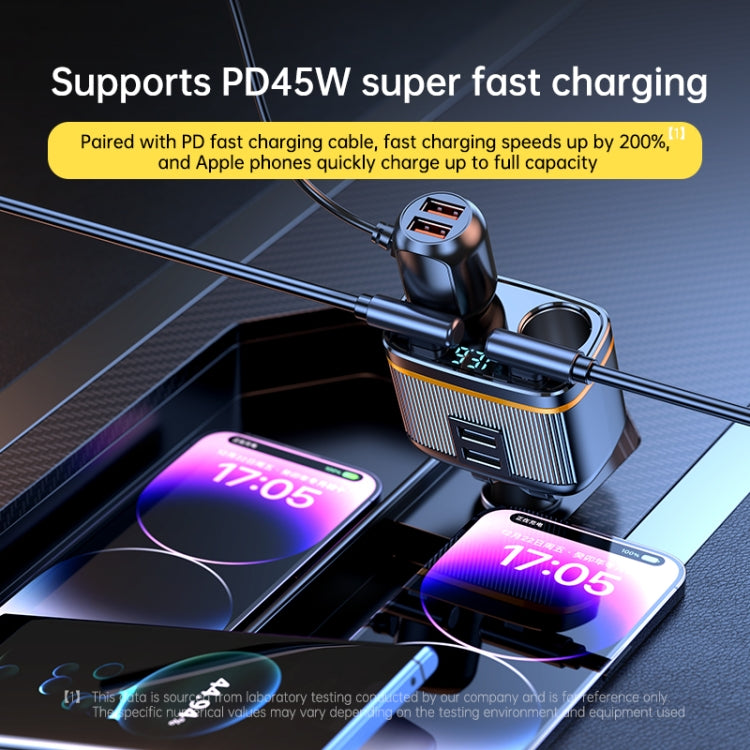 C27 6 in 1 PD45W Type-Cx2+USBx2 Car Cigarette Lighter Fast Charging Charger, C27