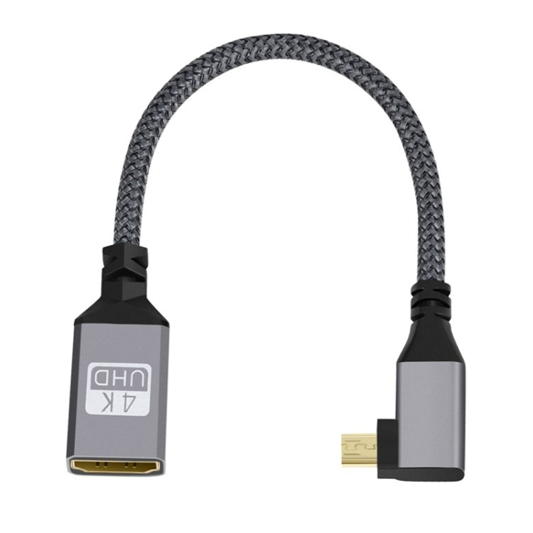 Micro HDMI Male Elbow to HDMI Female 4K UHD 18Gbps Connection Cable, 20cm