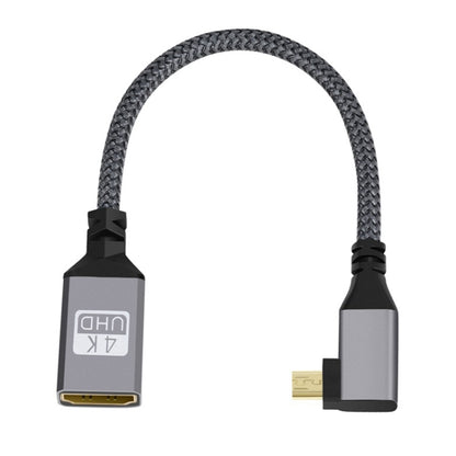 Micro HDMI Male Elbow to HDMI Female 4K UHD 18Gbps Connection Cable, 20cm