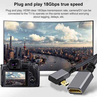 Micro HDMI Male Elbow to HDMI Female 4K UHD 18Gbps Connection Cable, 20cm