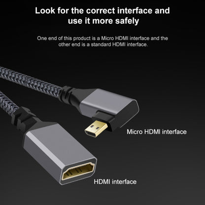 Micro HDMI Male Elbow to HDMI Female 4K UHD 18Gbps Connection Cable, 20cm