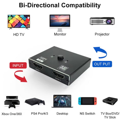 OZ 4K 60Hz 2 in 1 Out Two Ways HDMI Switcher, 4K 60Hz