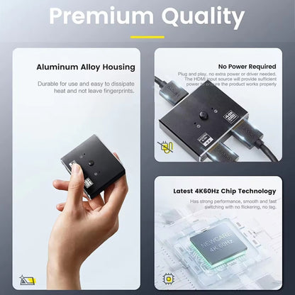 OZ 4K 60Hz 2 in 1 Out Two Ways HDMI Switcher, 4K 60Hz