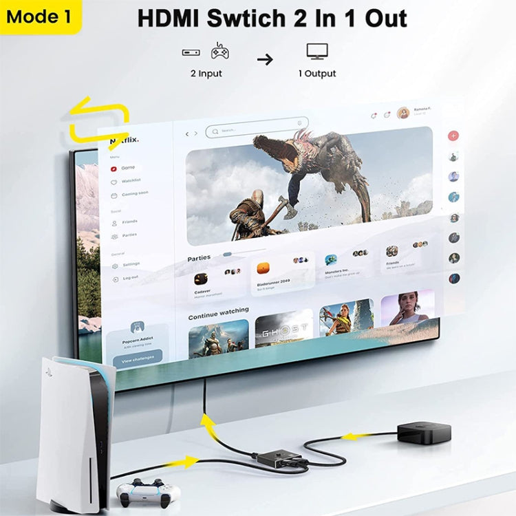 OZ 4K 60Hz 2 in 1 Out Two Ways HDMI Switcher, 4K 60Hz