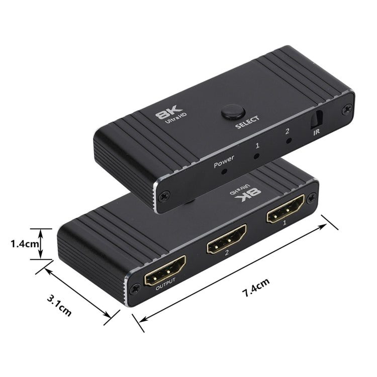 OZ 8K 60Hz 2 in 1 Out HD Automatic Two Way Switcher with Remote Control, 8K 60Hz with Remote Control