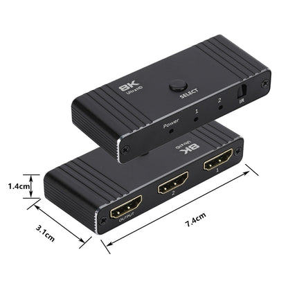 OZ 8K 60Hz 2 in 1 Out HD Automatic Two Way Switcher with Remote Control, 8K 60Hz with Remote Control