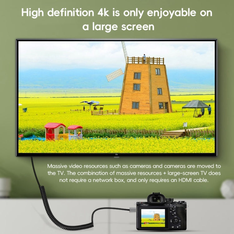 HDTV to Micro HDTV Elbow Head Spring Cable for DSLR Camera, HDTV to Micro HDTV