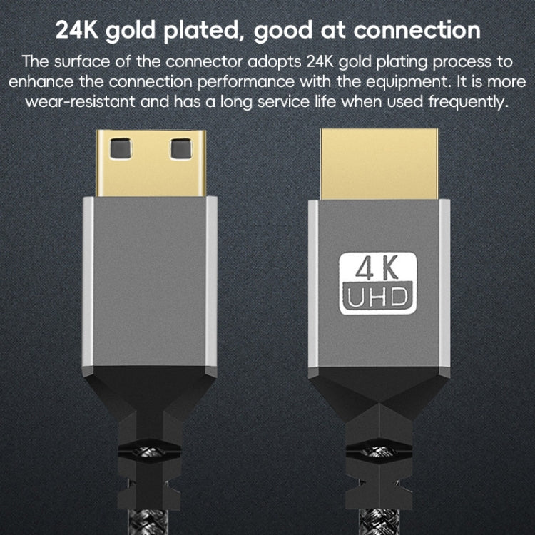 HDTV to Mini HDTV 4K UHD Video Transmission Braided Cable, 0.3m, 1m, 1.5m, 2m, 3m, 5m