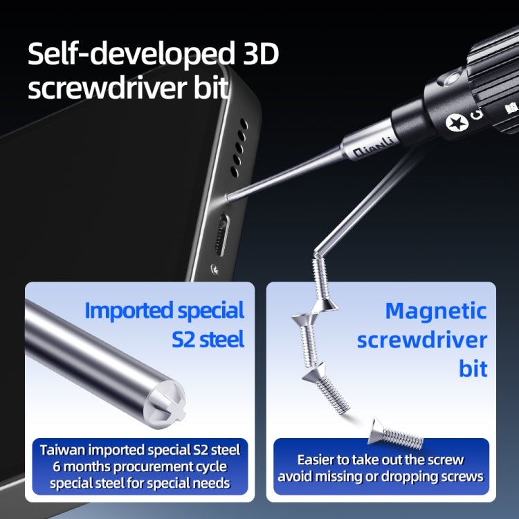3 in 1 QianLi iWhale Special S2 Steel Magnetic Torque 3D Screwdriver, A/B/C