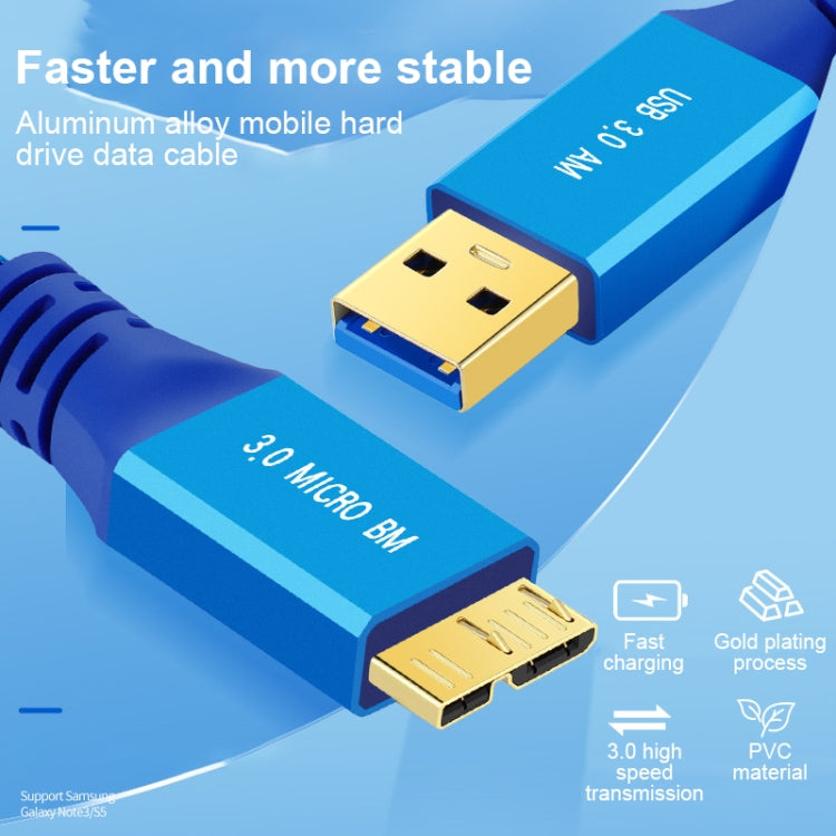 USB 3.0 Male To Micro USB 3.0 Male Braided Cable, 0.3m, 0.6m, 1m