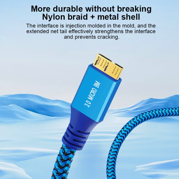 USB 3.0 Male To Micro USB 3.0 Male Braided Cable, 0.3m, 0.6m, 1m