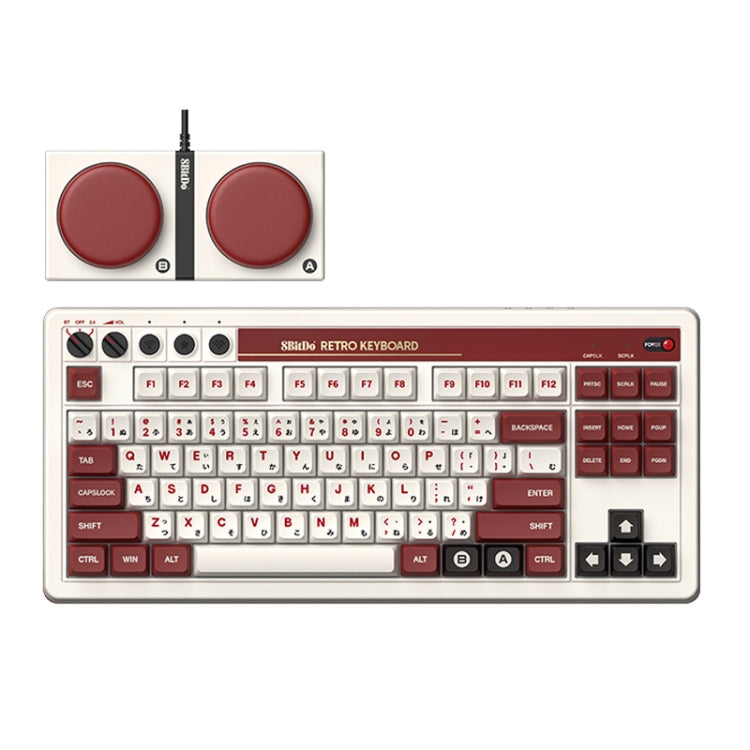 8Bitdo Retro Wireless Bluetooth Tri-Mode Mechanical Keyboard, Grey Keyboard, Red Keyboard