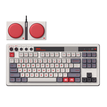 8Bitdo Retro Wireless Bluetooth Tri-Mode Mechanical Keyboard, Grey Keyboard, Red Keyboard