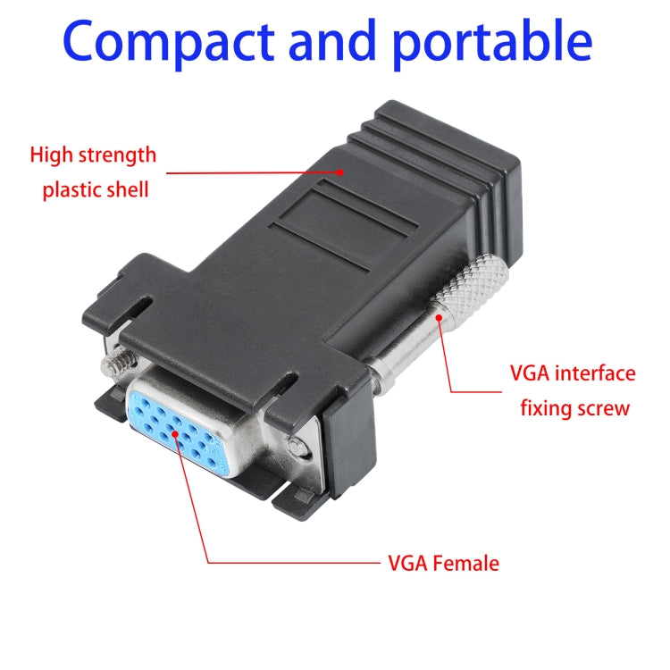 DB15 VGA Female to RJ45 8P Female Adapter, VGA to RJ45 8P