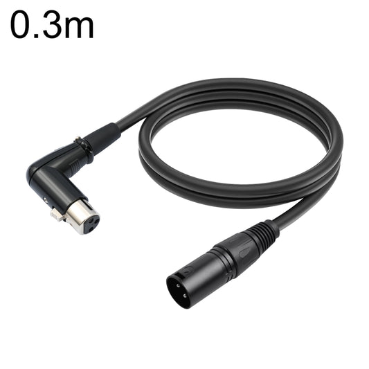 XK041L XLR 3pin Straight Male to Elbow Female Audio Cable, 0.3m, 1m, 2m, 3m, 5m, 10m