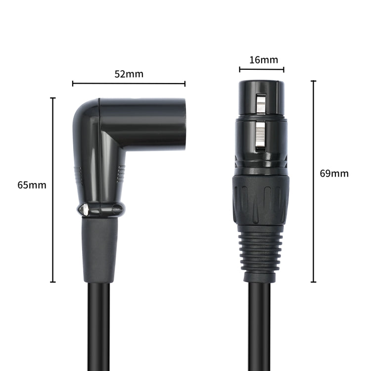 XK042L XLR 3pin Straight Female to Elbow Male Audio Cable, 0.3m, 1m, 2m, 3m, 5m, 10m