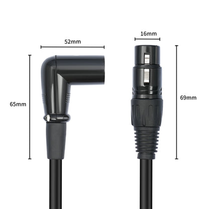 XK042L XLR 3pin Straight Female to Elbow Male Audio Cable, 0.3m, 1m, 2m, 3m, 5m, 10m